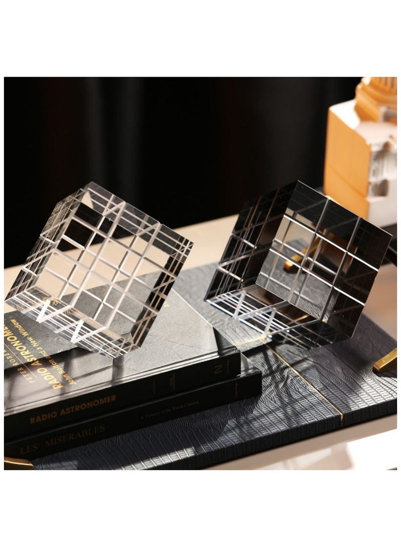 Minimalism Transparent Geometric Square Crystal Magic Cube Statue Desk Decoration Glass Magic Cube Sculpture Crafts Ornaments 10cm - Image 4