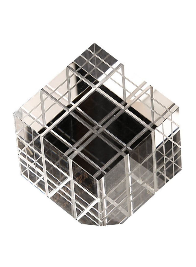 Minimalism Transparent Geometric Square Crystal Magic Cube Statue Desk Decoration Glass Magic Cube Sculpture Crafts Ornaments 10cm - Image 2