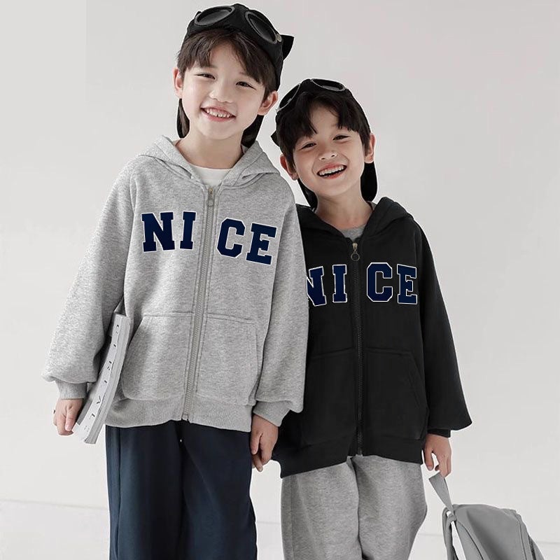 Children'S Fleece-Lined Thickened Zipper Cardigan Hoodie Jacket Children'S Printed Loose Casual Top - Image 2