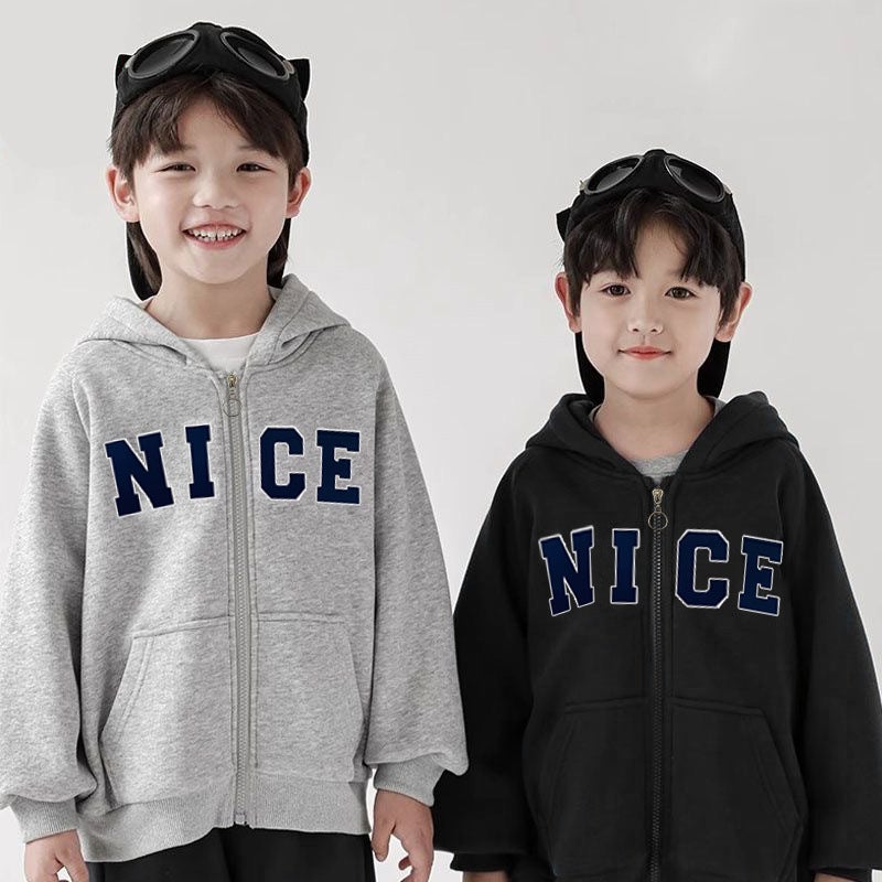 Children'S Fleece-Lined Thickened Zipper Cardigan Hoodie Jacket Children'S Printed Loose Casual Top - Image 4