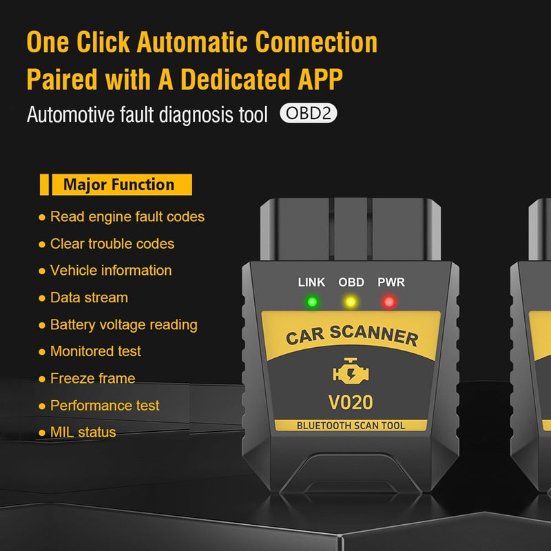 كاست ويف ماسح OBD2 بلوتوث 4.0، أداة فحص تشخيصية لاسلكية للسيارات مع تطبيق OBD2 للاتصال التلقائي بالهاتف، أداة قراءة وإعادة ضبط أكواد أعطال محرك السيارة لأنظمة iOS/Android - Image 3