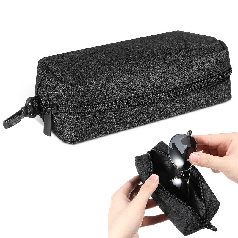 Double Eyeglass Case Soft Travel Sunglasses Organizer Dual Use Glasses Pouch With Zipper Ideal For Reading And Sunglasses - Image 1