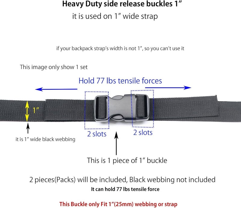 Baitoo Quick Side Release Buckle, Heavy Duty Plastic Snap Buckle Clip Clasp Fasteners for Backpack Strap - Image 5