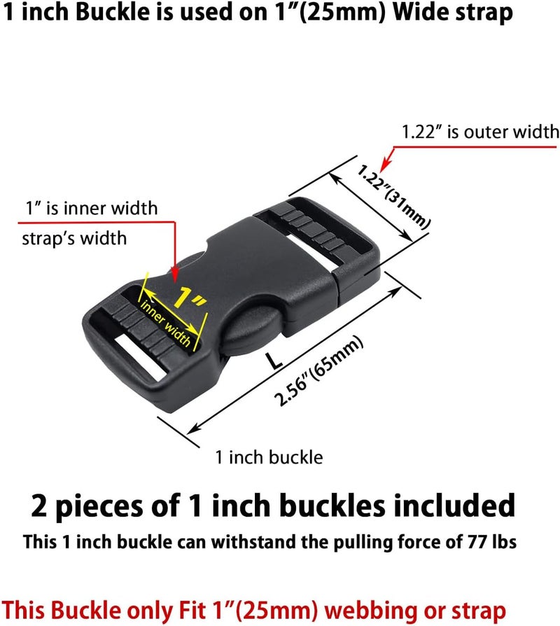 Baitoo Quick Side Release Buckle, Heavy Duty Plastic Snap Buckle Clip Clasp Fasteners for Backpack Strap - Image 3