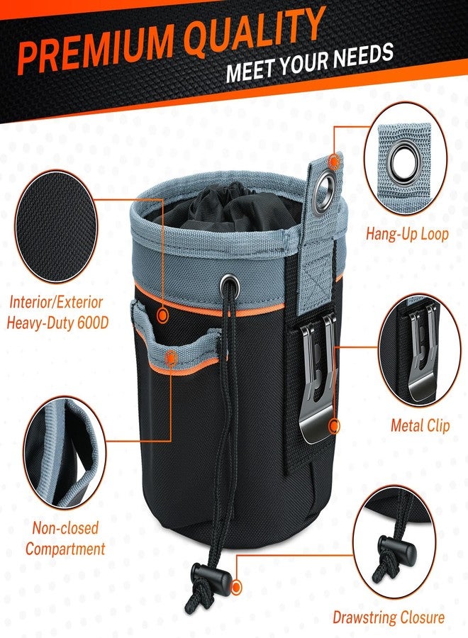 MELOTOUGH Mini Tool Pouch | Single Clip-On Screw & Nail Pouch | 6” with Side Pockets | 600D Nylon for Electrician, Carpenter - Image 2