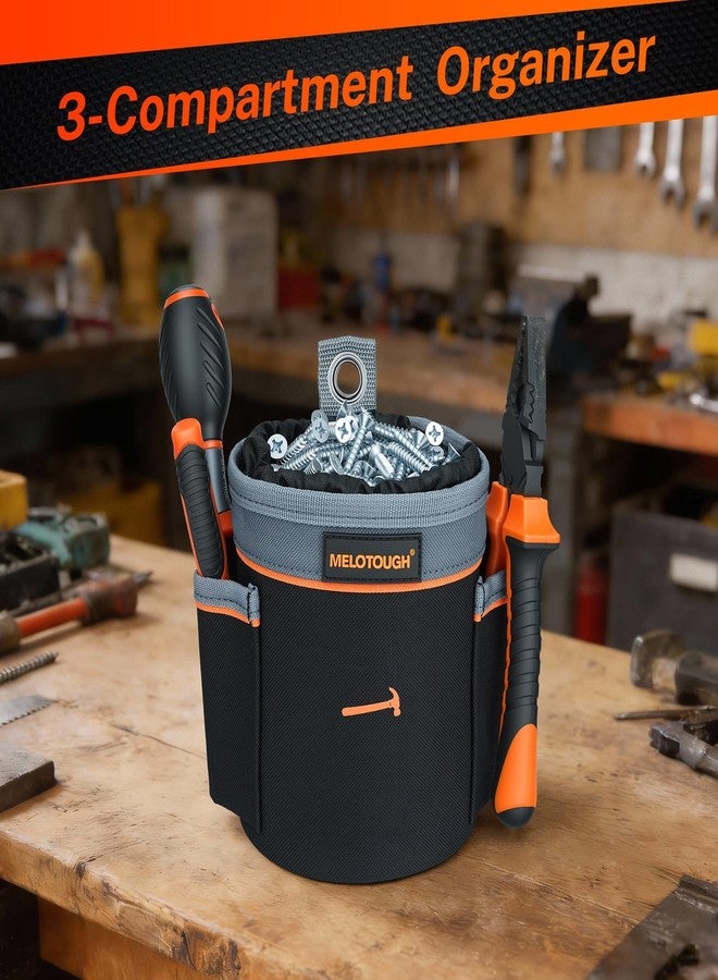 MELOTOUGH Mini Tool Pouch | Single Clip-On Screw & Nail Pouch | 6” with Side Pockets | 600D Nylon for Electrician, Carpenter - Image 4
