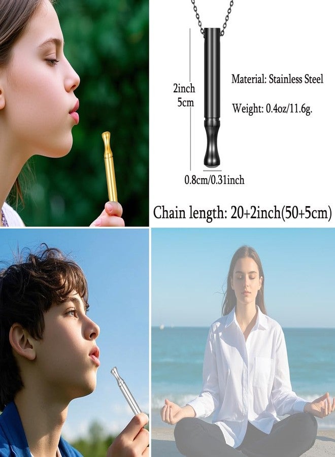GulCean Jemant Breathing Necklace For Habitual Breath Practice, Stainless Steel Heart Wing Zirconia Meditation Mindfulness and Relaxation Breathing Necklace For Anxiety Men Women (Gold Black) - Image 5