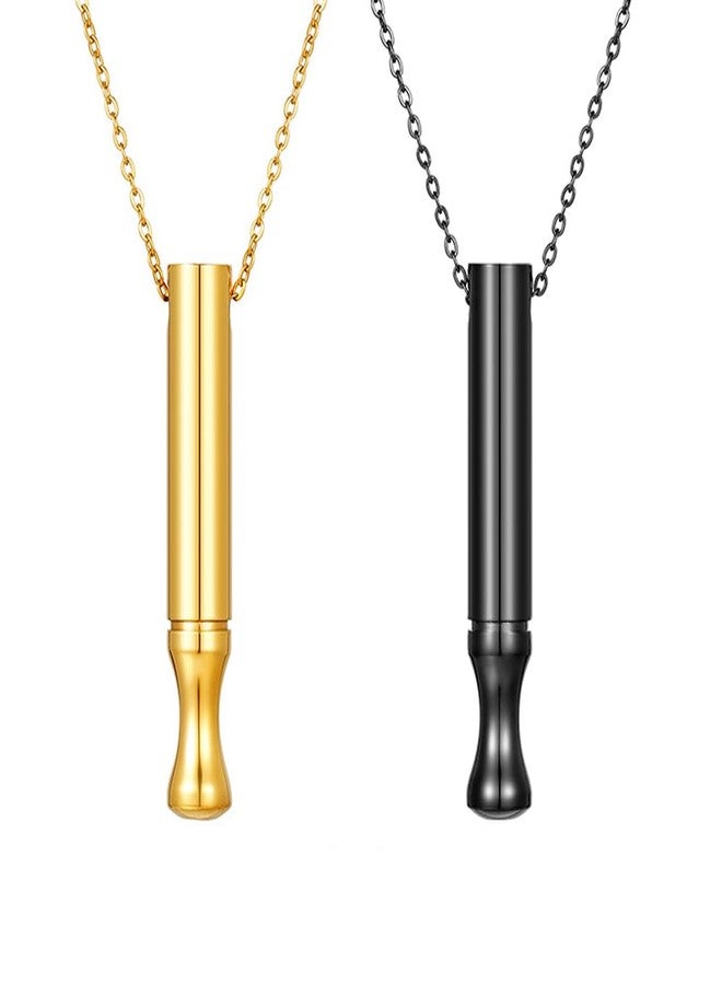 GulCean Jemant Breathing Necklace For Habitual Breath Practice, Stainless Steel Heart Wing Zirconia Meditation Mindfulness and Relaxation Breathing Necklace For Anxiety Men Women (Gold Black) - Image 1