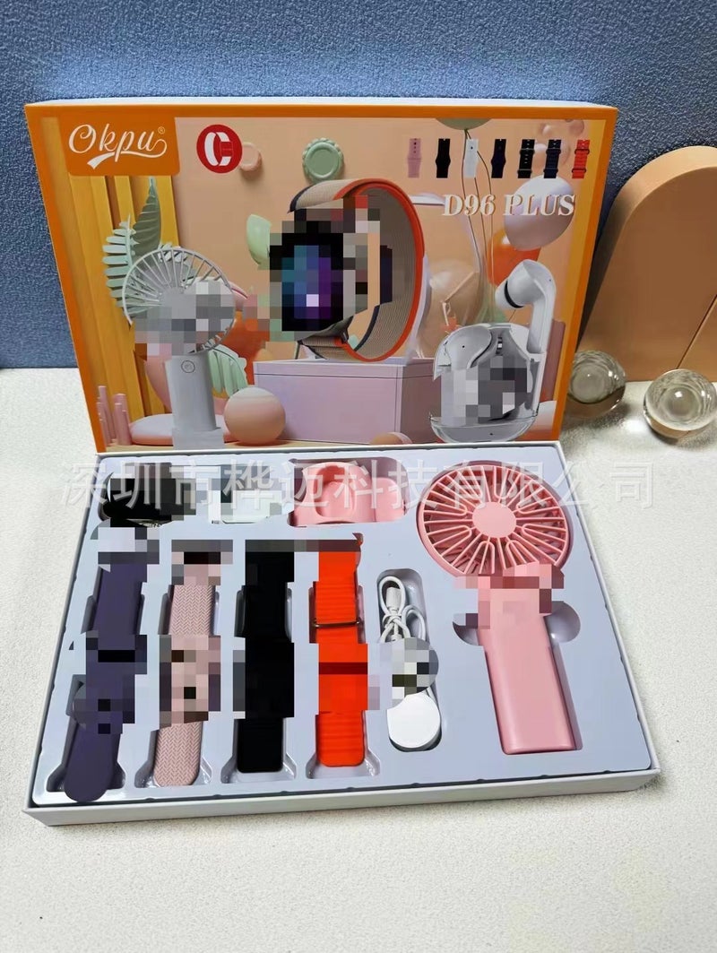 D96PLUS smart watch with mini fan bluetooth headset cross-border explosions s9 Pink