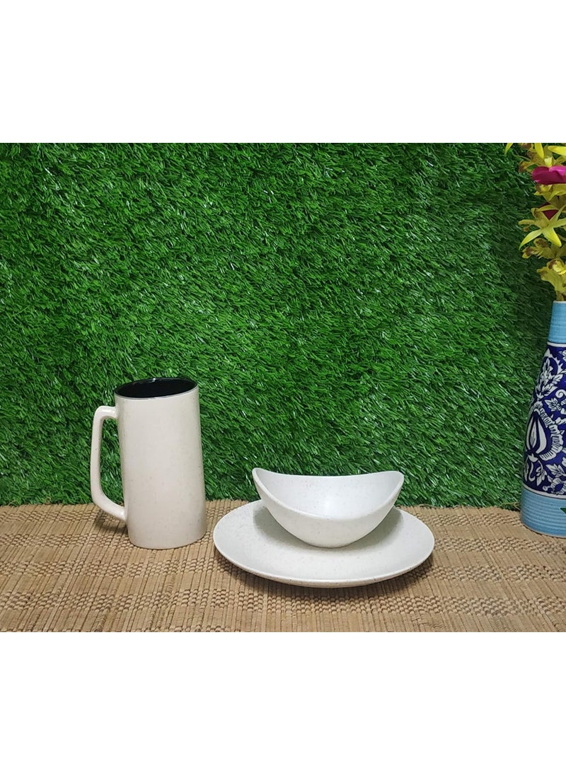 Caffeine Caffeine Ceramic Handmade White Matte Breakfast Set (Set of 3)  - Image 2