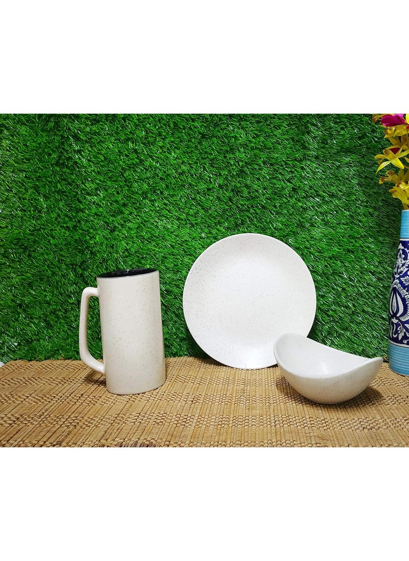 Caffeine Caffeine Ceramic Handmade White Matte Breakfast Set (Set of 3)  - Image 1