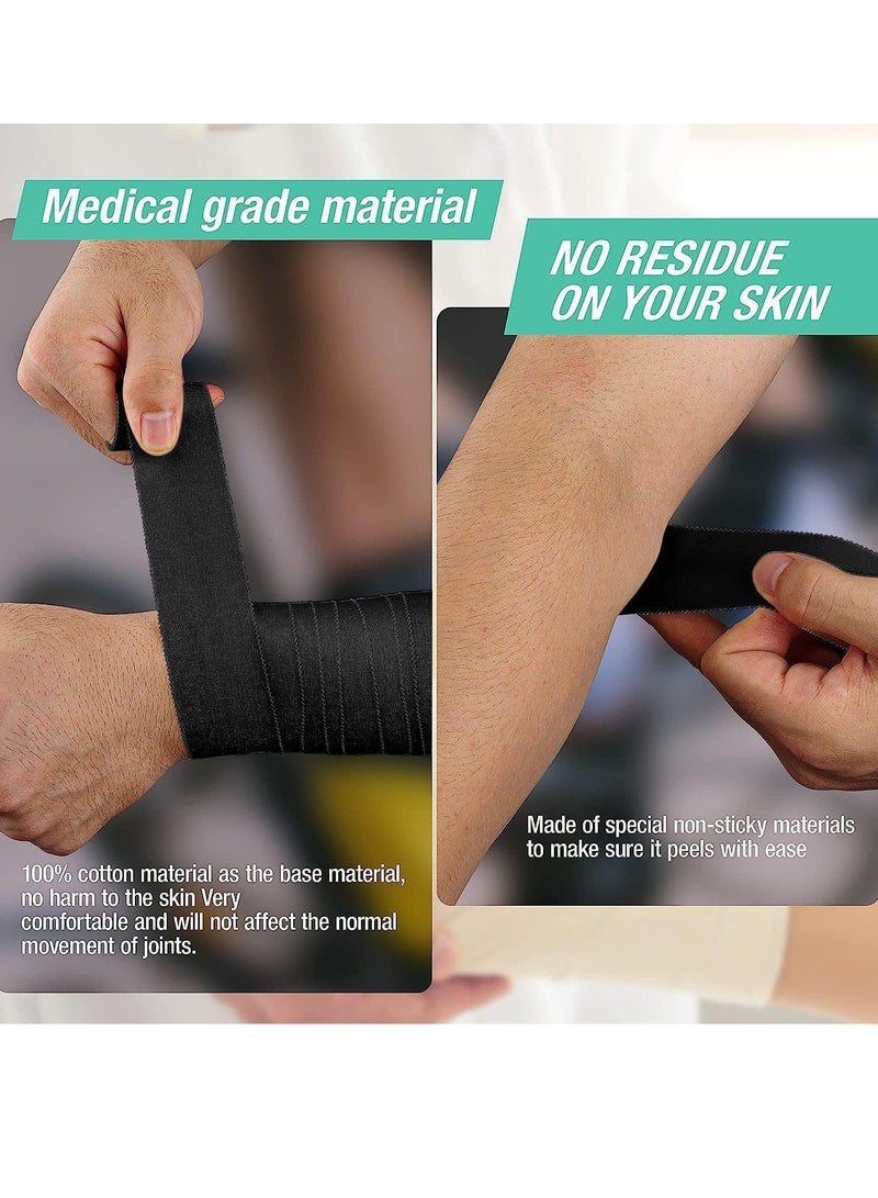 Excefore Black Athletic Sports Tape, Very Strong Easy Tear No Sticky Residue Tape for Athlete & Sport Trainers & First Aid Injury Wrap,Suitable for Bats,Tennis,Gymnastics & Boxing（1.5in X 35ft, 3 Pack） - Image 5