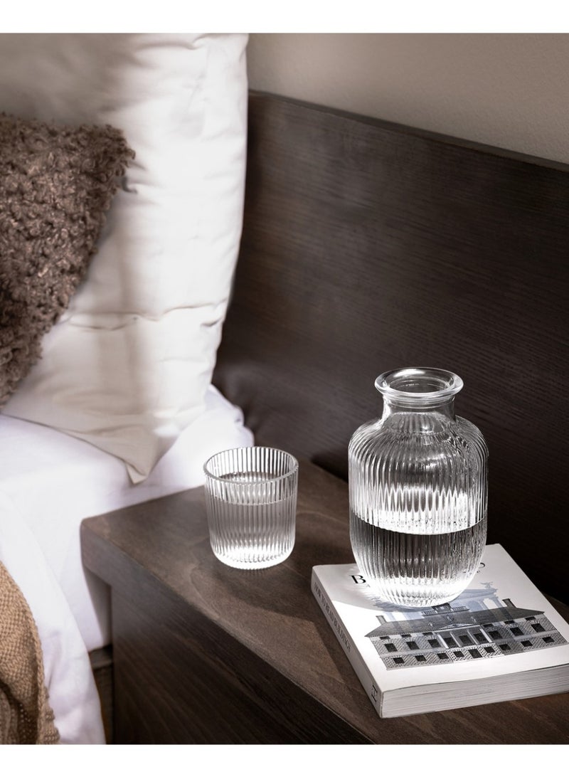 كيتشينو طقم إبريق مياه ليلي بجانب السرير مع كوب، إبريق شفاف لغرفة النوم وغرفة الضيوف، وعاء غسيل الفم الزجاجي للحمام (548.5 مل) - Image 1