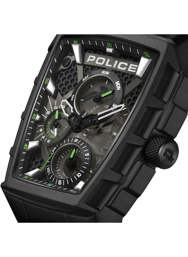 POLICE Men Tough Gear Black Dial Black Silicone Strap Gents Chronograph Watch With Stainless Steel Case - Image 4