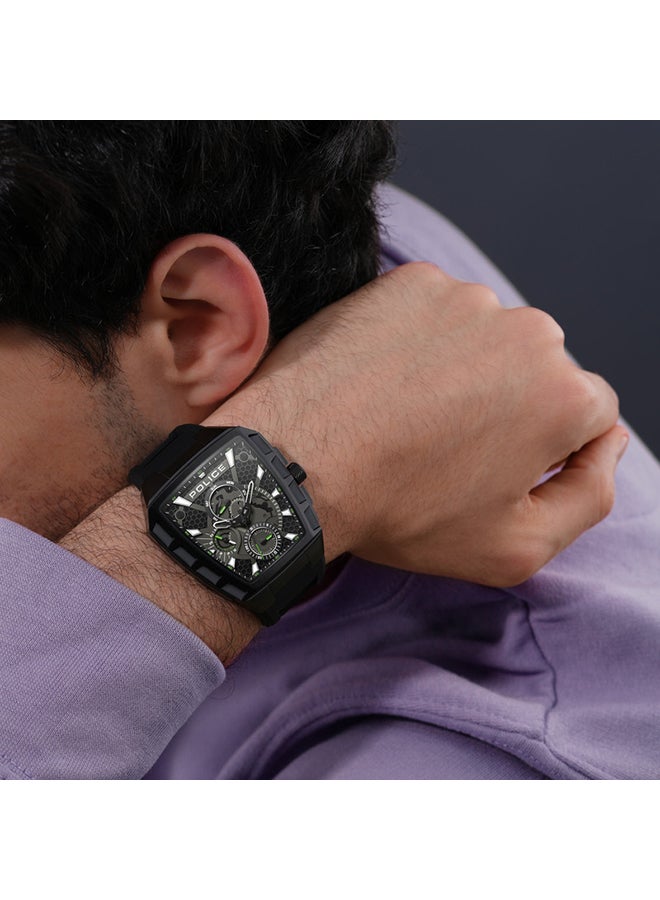 POLICE Men Tough Gear Black Dial Black Silicone Strap Gents Chronograph Watch With Stainless Steel Case - Image 5