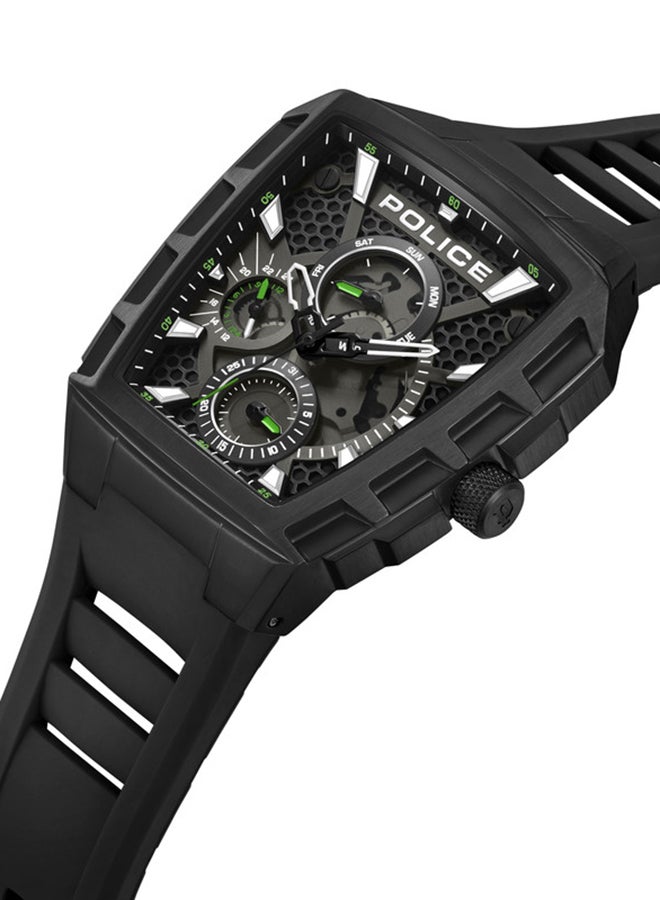 POLICE Men Tough Gear Black Dial Black Silicone Strap Gents Chronograph Watch With Stainless Steel Case - Image 2