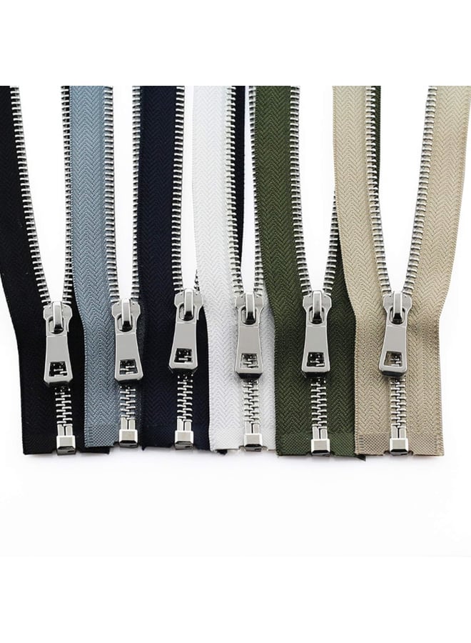 5# 35-85cm Open End Auto Lock Platinum Coated Metal Zipper Use for Clothes Shoes Bag Garment Grey 45cm  - Image 2