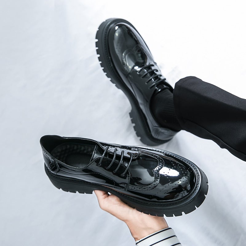 Men'S Shoes Plus Size New Casual Leather Shoes Fashion Men'S Thick-Soled Bright Leather Shoes British Wind Big Toe Shoes - Image 4