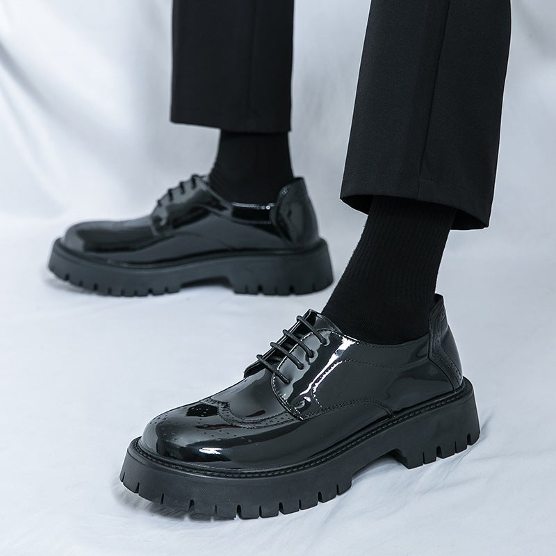Men'S Shoes Plus Size New Casual Leather Shoes Fashion Men'S Thick-Soled Bright Leather Shoes British Wind Big Toe Shoes - Image 1
