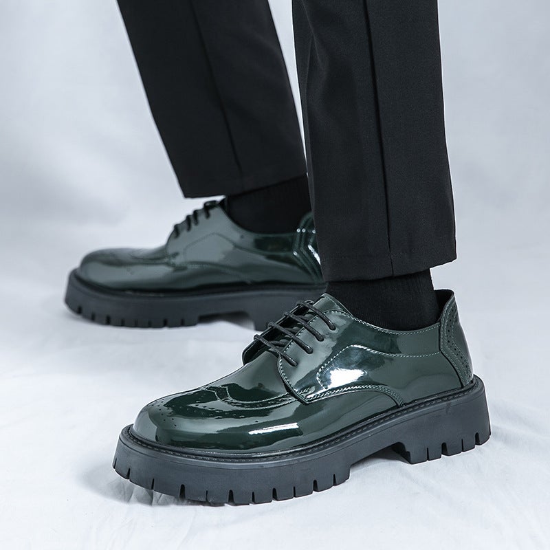Men'S Shoes Plus Size New Casual Leather Shoes Fashion Men'S Thick-Soled Bright Leather Shoes British Wind Big Toe Shoes - Image 2