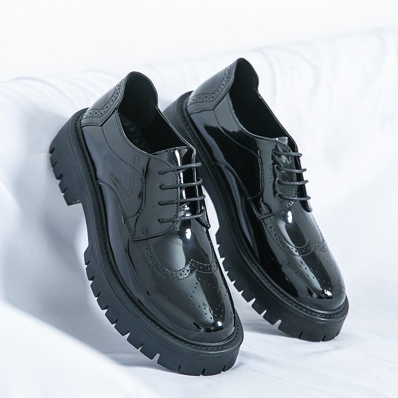Men'S Shoes Plus Size New Casual Leather Shoes Fashion Men'S Thick-Soled Bright Leather Shoes British Wind Big Toe Shoes - Image 3