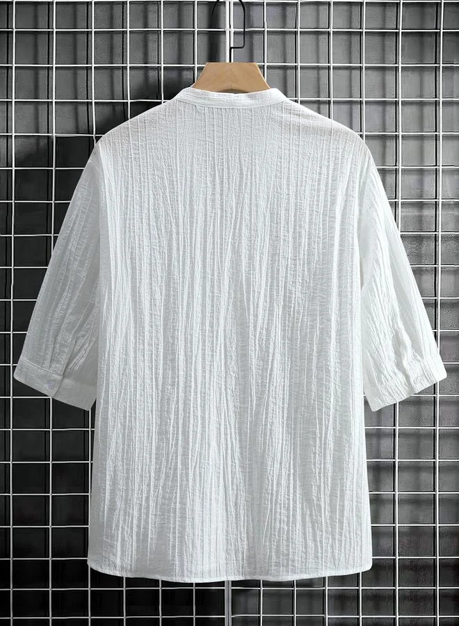 تايك تو Men Plus Size Tie-Front Casual Shirt