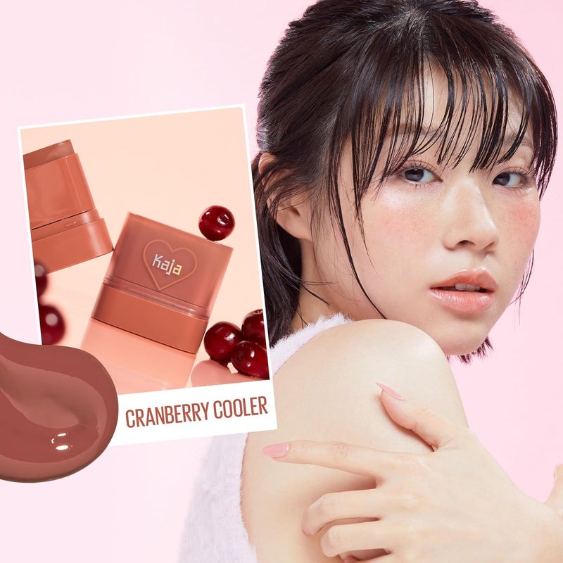KAJA Dewy Bar Cheeks & Lip – Cranberry Cooler- Creamy Blusher Stick with Vitamin & Hyaluronic Acid, Moisturizing & Easy Blend - Image 2