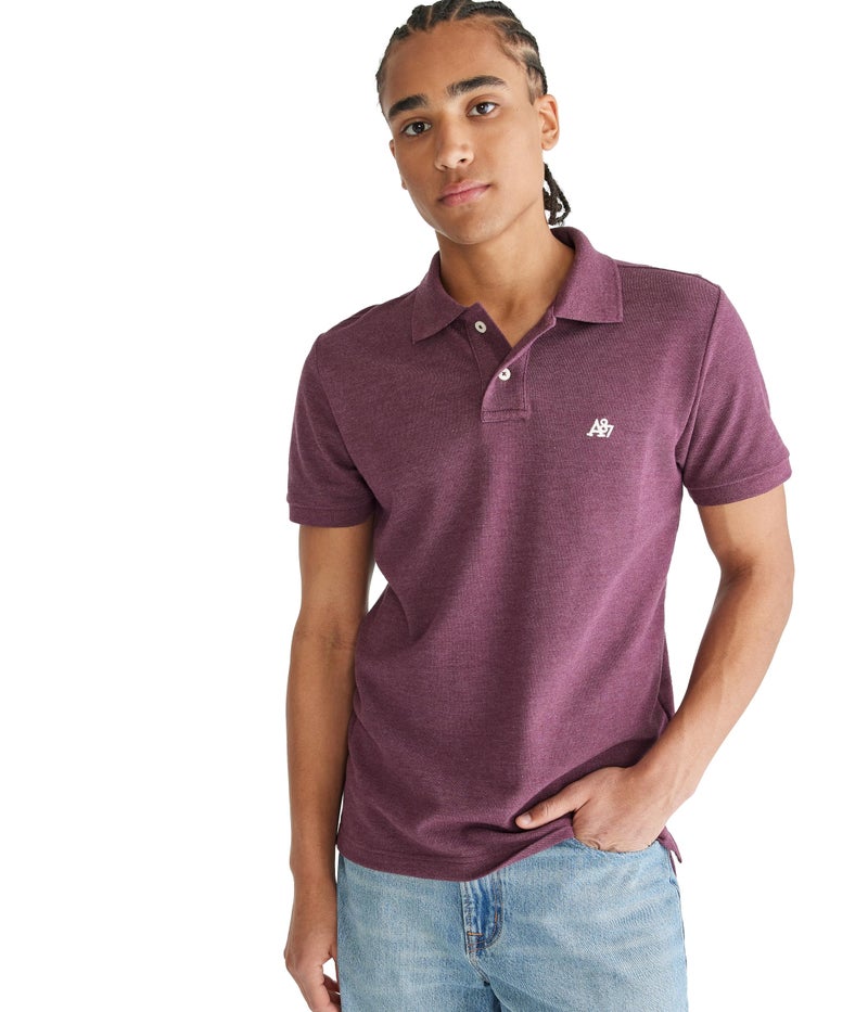 Aeropostale ايرو A87 بولو صلب بيك، بورغندي داكن، M - Image 1