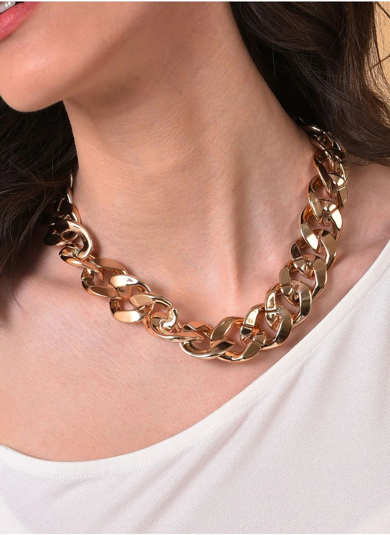 SOHI Gold Plated Necklace with Chain Detail
