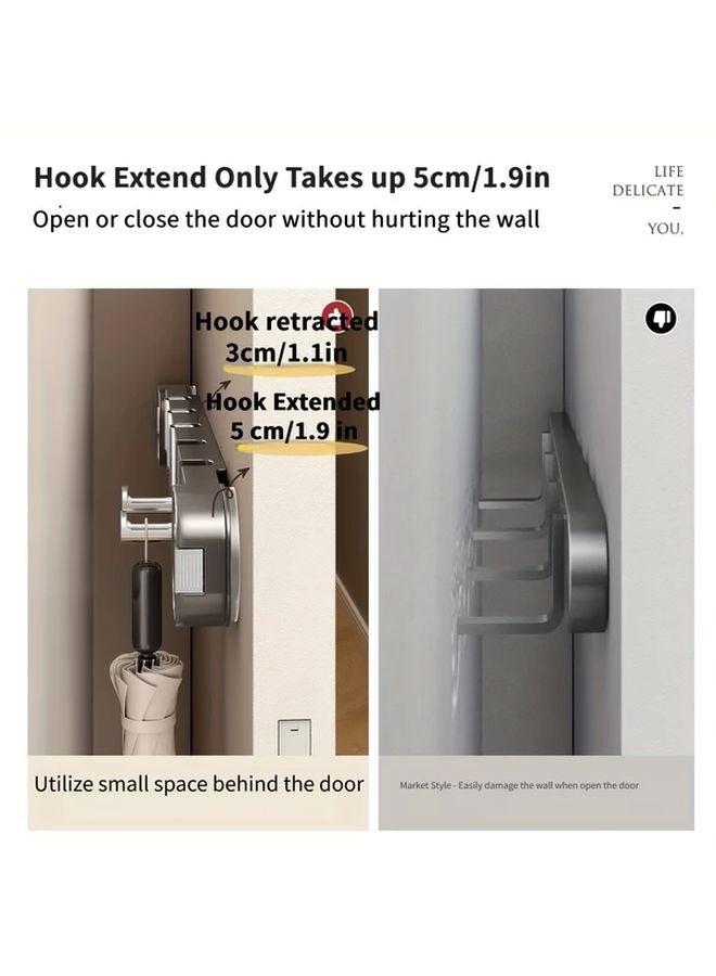 Black Wall Mounted Suction Cup Hook Rack Foldable Storage Organizer No Drill - Image 5