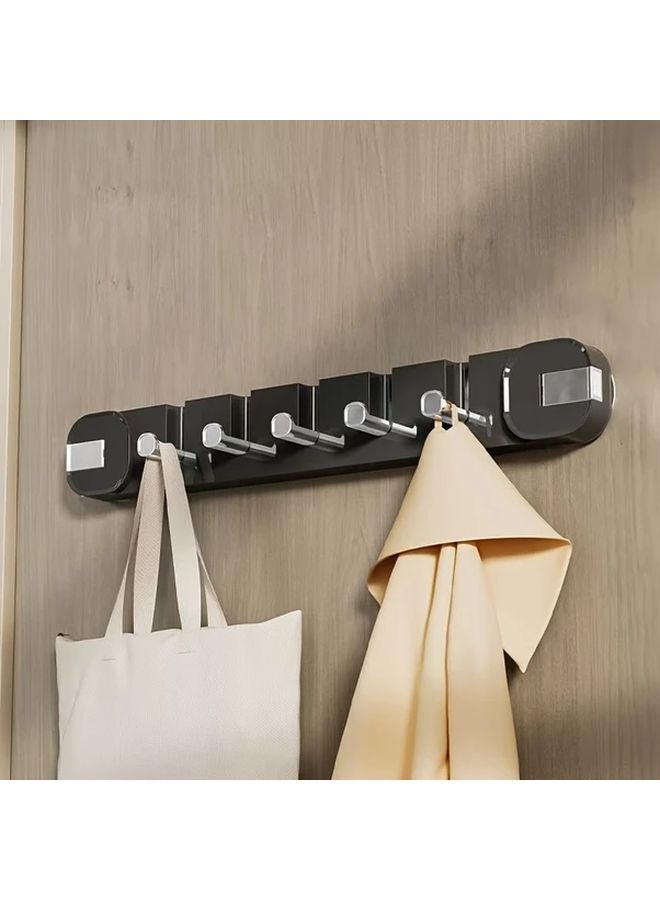 Black Wall Mounted Suction Cup Hook Rack Foldable Storage Organizer No Drill - Image 1