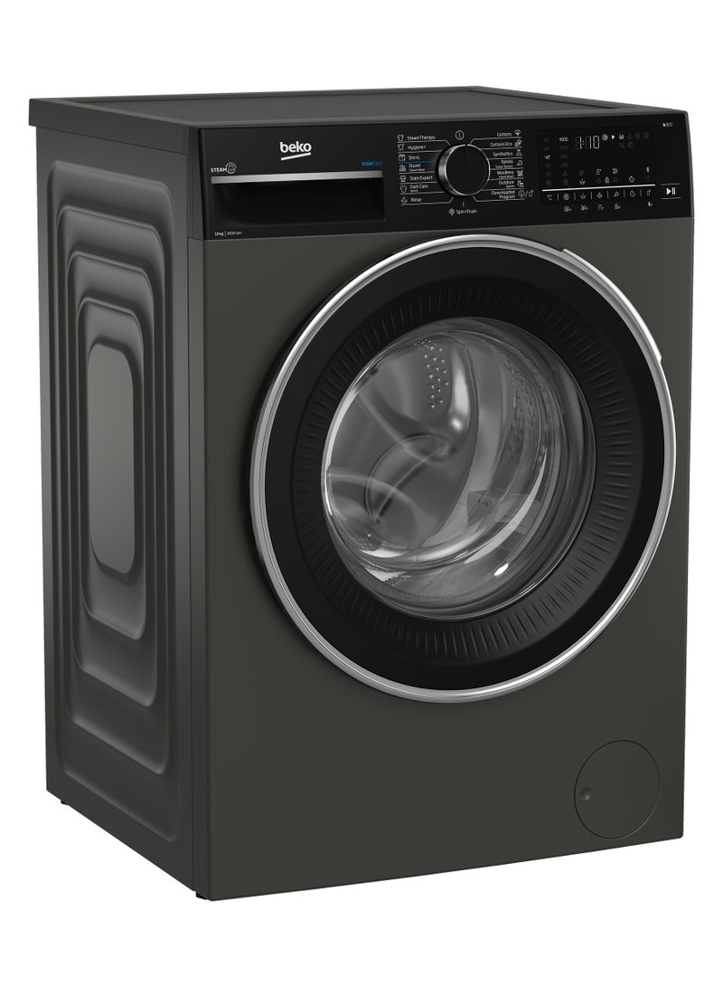 Beko Washing Machine - 10 Kg - 1600 RPM - ProSmart Inverter Motor - Digital Screen - 15 Programs - Steam Cure - Bluetooth B3WFU501040MCI Manhattan Grey - Image 2