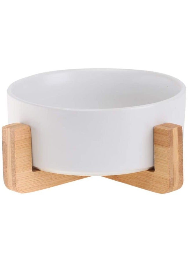 PETSARY Ceramic Dog Bowl Cat Bowl Eco Friendly with Bamboo Wood Stand Dog Water Bowl Food Dish Heavy Weight No spill Anti Tip Over, Comfort Bowl Pet Bowl Small 400 ml - Image 1
