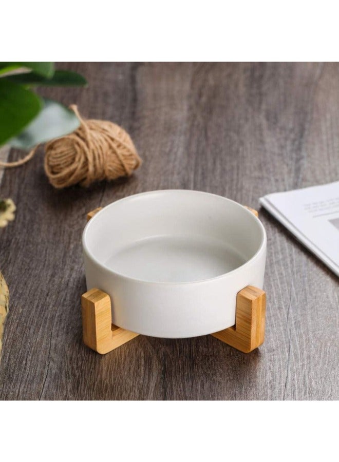 PETSARY Ceramic Dog Bowl Cat Bowl Eco Friendly with Bamboo Wood Stand Dog Water Bowl Food Dish Heavy Weight No spill Anti Tip Over, Comfort Bowl Pet Bowl Small 400 ml - Image 3