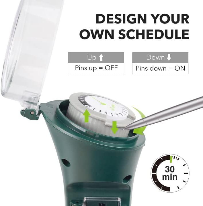 BN-LINK Outdoor Power Stake Timer with Mechanical, 6 Grounded Outlets - 6 ft Cord, Weatherproof for Outdoor Lamps Lights 1875W/15A ETL Listed - Image 2
