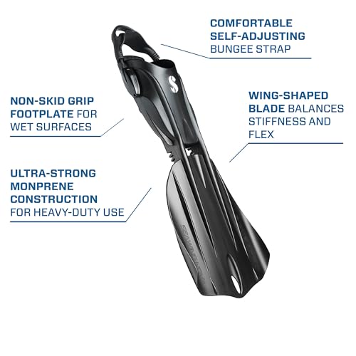 SCUBAPRO Seawing Nova Scuba Fin Set, Open Heel with Bungee Strap for Recreational Scuba Diving and Snorkeling, Medium, Black - Image 5