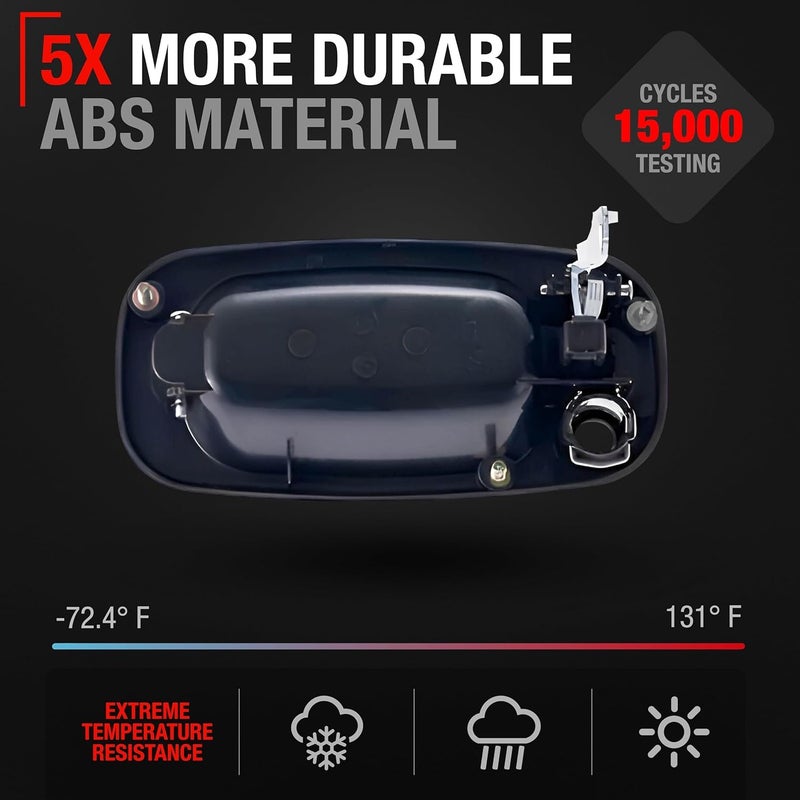 T1A Exterior Front Passenger Door Handle - Compatible with 1999-2006 Chevrolet Silverado, 02-06 Avalanche, Suburban, Tahoe; 1999-2006 GMC Sierra, Yukon - Textured Black - OEM 15034986 - Image 3