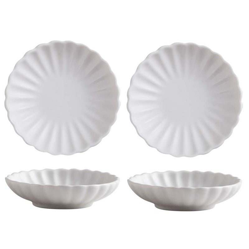 Gaolinci Gaolinci 35 Inches Flower Shape Ceramic Sauce DishMini Side Seasoning DishCondiment DishesSushi Soy Dipping BowlSnack Serving DishesPorcelain Small Saucer SetSet of 4 