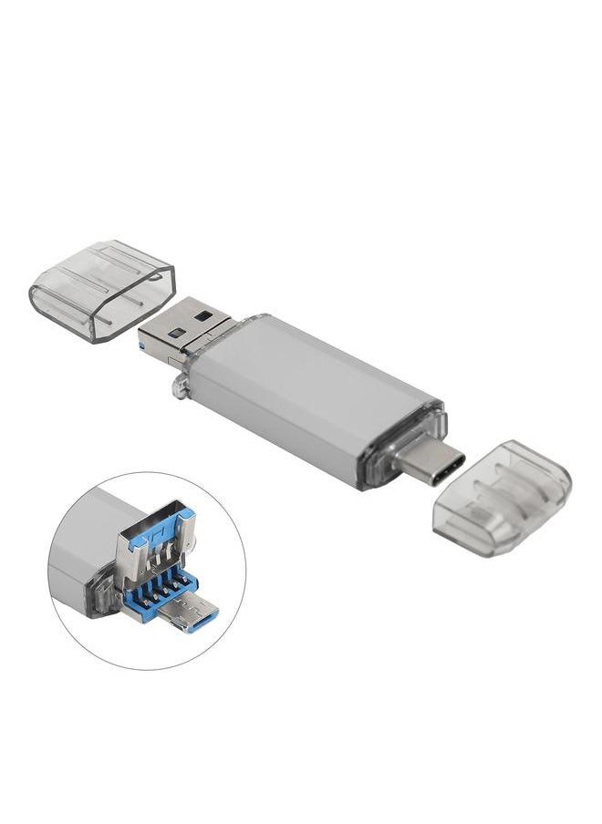Thoraya USB3.0 3-in-1 Aluminum Alloy High-Speed USB Flash Drive Silver 64GB  - Image 2