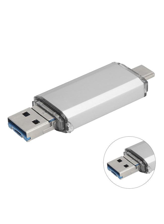 Thoraya USB3.0 3-in-1 Aluminum Alloy High-Speed USB Flash Drive Silver 64GB  - Image 3
