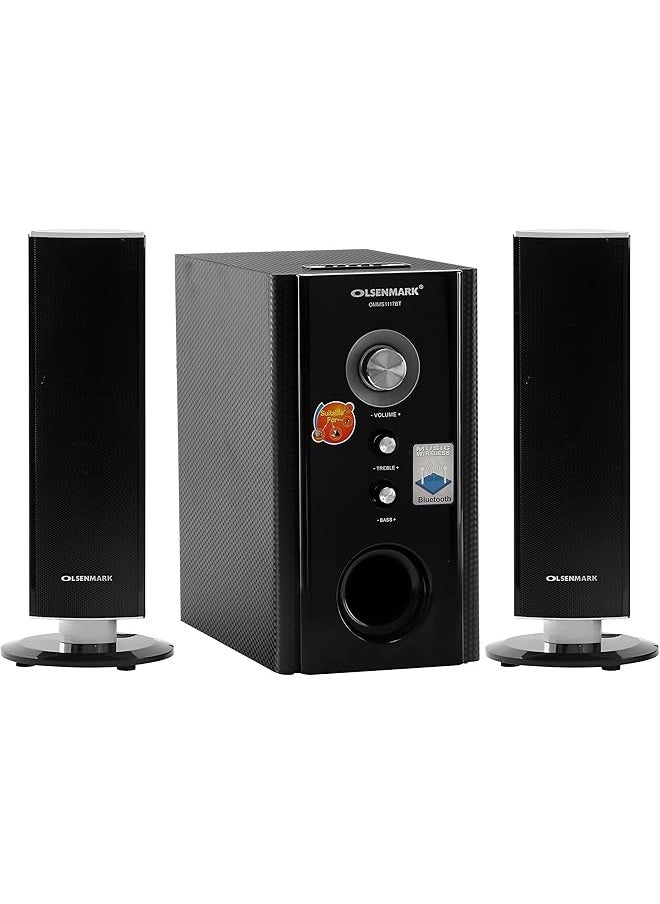 Olsenmark - High Power 2.1 Professional Speaker Multimedia Speaker System With Subwoofer Usb Sd Fm Bt Â€“ Led Display Speakers For Computers Laptop Tv Tablet Music Player Â€“ Remote Controller - Image 1