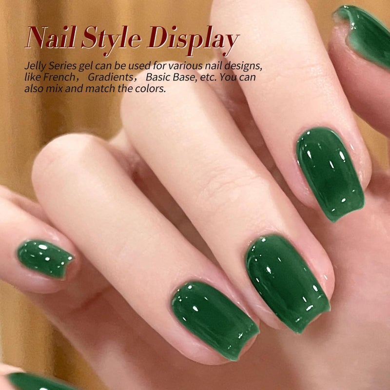 Born Pretty Green Gel Nail Polish Spring Summer Jelly Transparent, Cat Magnetic Eye,Shimmer Glitter Holographic St. Patrick's Day Green Gel Polish Kit for Salon Manicure and Nail Art DIY at Home - Image 4