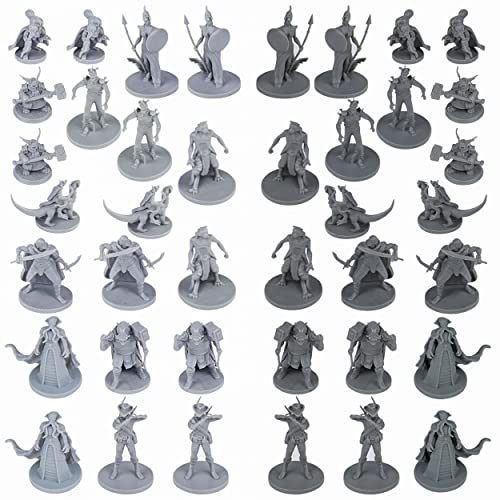 Path Gaming 40 Fantasy Tabletop Miniatures for Dungeons and Dragons  28MM Scaled 10 Unique Designs Bulk Unpainted - Image 1