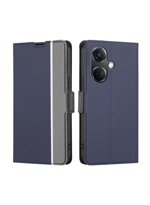 For OnePlus Nord CE3 5G Twill Texture Side Button Leather Phone Case(Blue)
