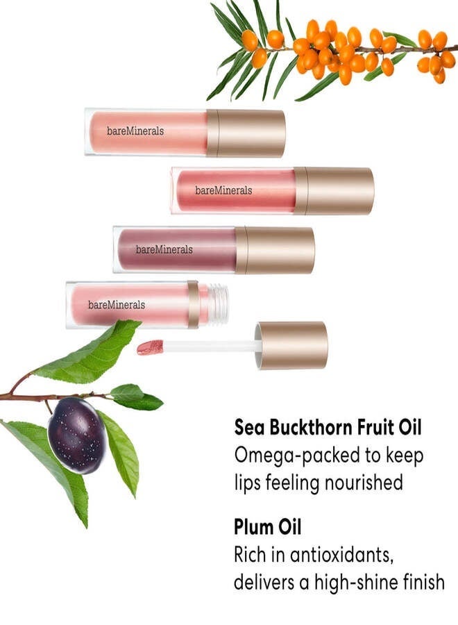 bareMinerals Mineralist Lip Gloss-Balm – Ingenuity | Hydrating Sheer Lip Gloss-Balm with Cold-Pressed Fruit Oils, Vegan Non-Sticky High-Shine Lip Gloss – 4 ml - Image 4
