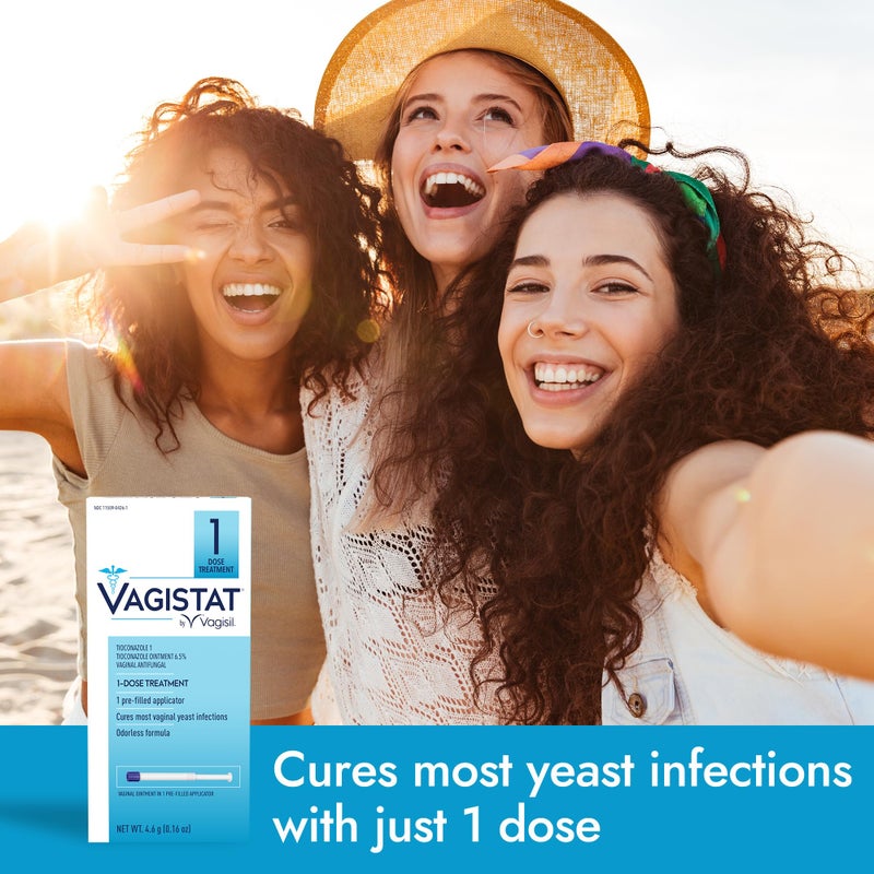 Vagisil فاجيسيل فاجيستات علاج عدوى الخميرة بجرعة واحدة لمدة يوم واحد للنساء، مرهم مضاد للفطريات يساعد في تخفيف الحكة والتهيج الخارجي، 1 جهاز تطبيق مهبلي مسبق التعبئة بدون لمس (عبوة من 1) - Image 3