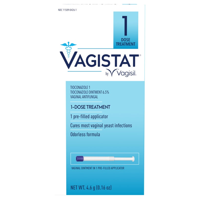 Vagisil فاجيسيل فاجيستات علاج عدوى الخميرة بجرعة واحدة لمدة يوم واحد للنساء، مرهم مضاد للفطريات يساعد في تخفيف الحكة والتهيج الخارجي، 1 جهاز تطبيق مهبلي مسبق التعبئة بدون لمس (عبوة من 1) - Image 1