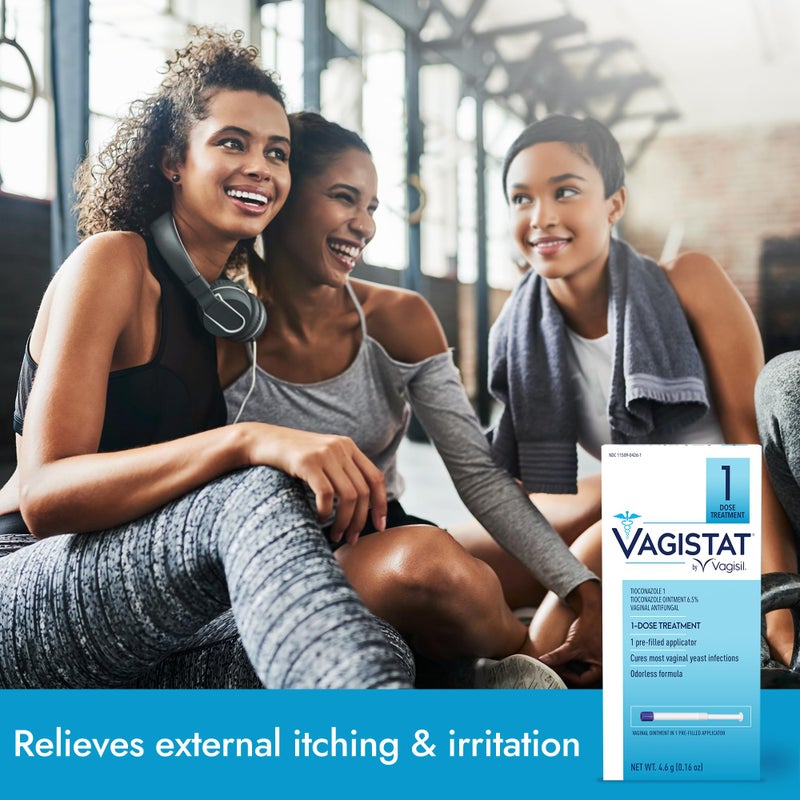 Vagisil فاجيسيل فاجيستات علاج عدوى الخميرة بجرعة واحدة لمدة يوم واحد للنساء، مرهم مضاد للفطريات يساعد في تخفيف الحكة والتهيج الخارجي، 1 جهاز تطبيق مهبلي مسبق التعبئة بدون لمس (عبوة من 1) - Image 2