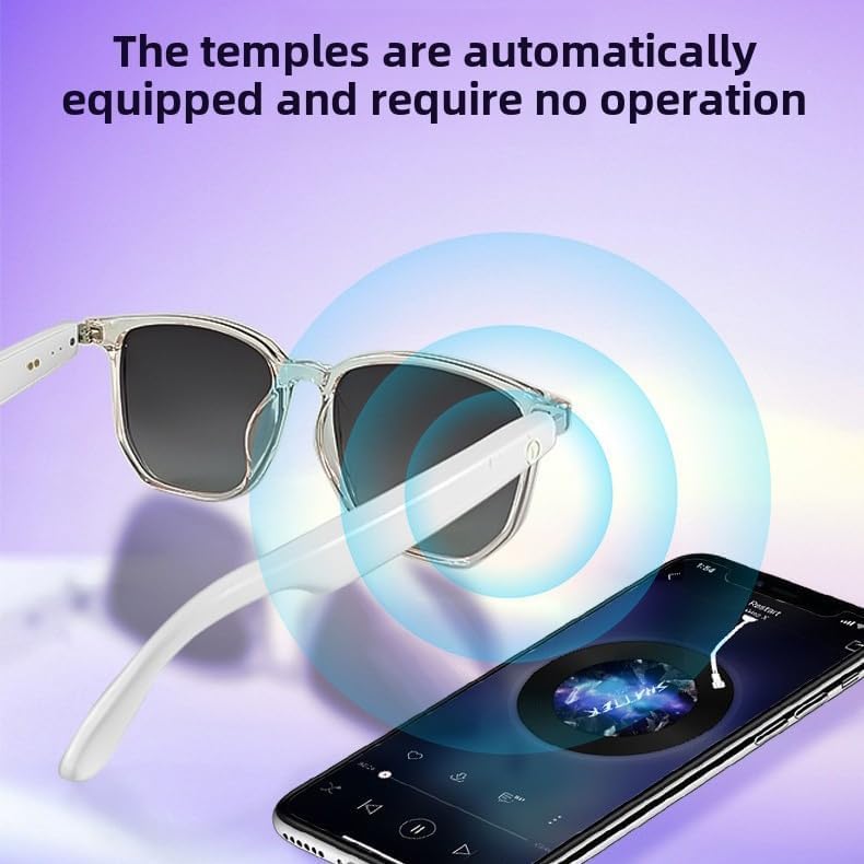 نظارات صوتية ، نظارات شمسية مع سماعة لاسلكية مدمجة في الميكروفون والمكبرات ، التحكم باللمس ومساعد صوتي مناسب للرجال والنساء في الهواء الطلق القيادة استخدام الجري (عدسة سوداء) - Image 4