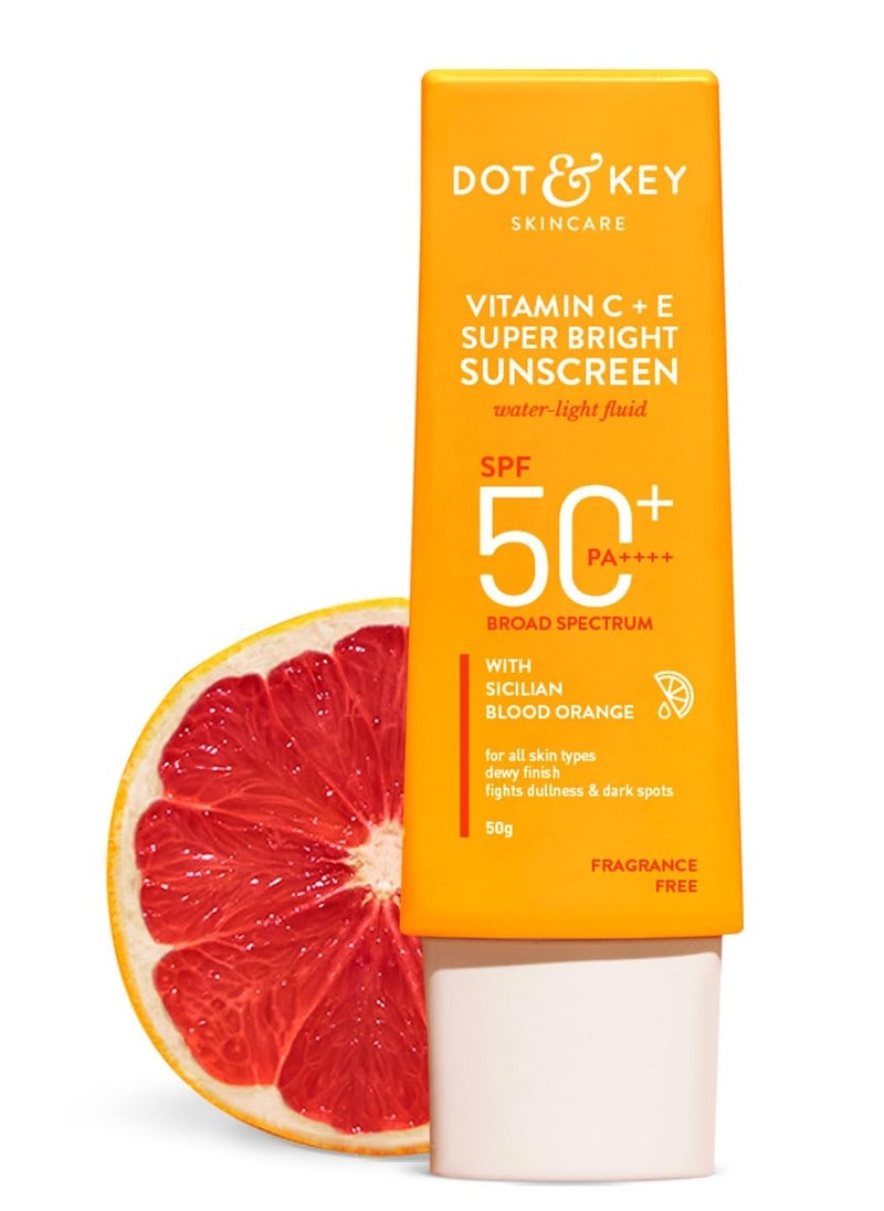 Dot & Key Dot & Key Sunscreen SPF 50 PA+++ with Vitamin C + E | for Even Toned & Glowing Skin | No White Cast, WaterLight I UVA/B & Blue Light Protection I for Women & Men | 50gm  - Image 1